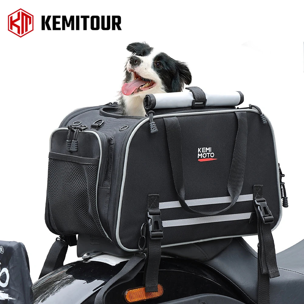 Black Pet Travel Carrier with Mesh Panels & Storage Pockets