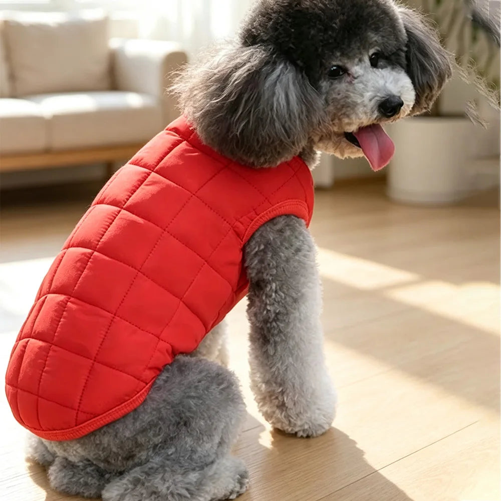 Square-Quilted Pet Vest with Front Snaps