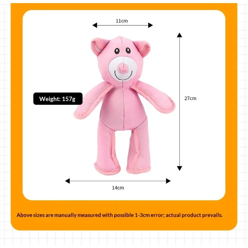 Squeaky Teddy Bear Dog Toy in Pink or Blue