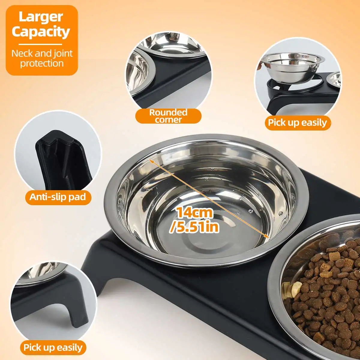 Elevated Double-Bowl Pet Feeder in Black or Gray
