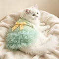 Mint Ruffle Pet Dress with Yellow Gingham Bow
