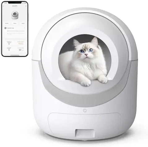 App-Controlled Self-Cleaning Cat Litter Box in Grey