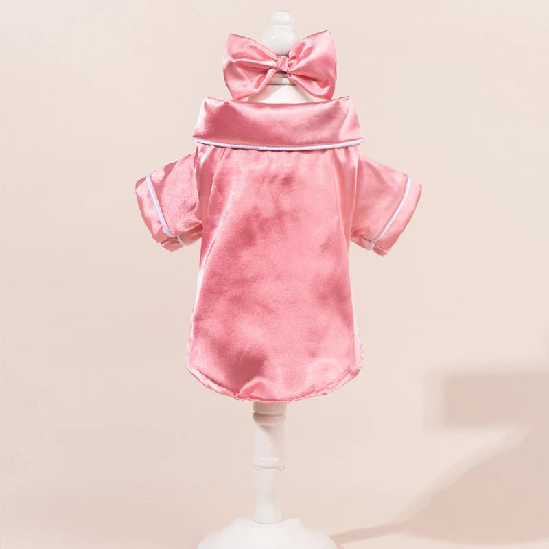 Satin-Look Pet Pajama Shirt with Contrast Piping