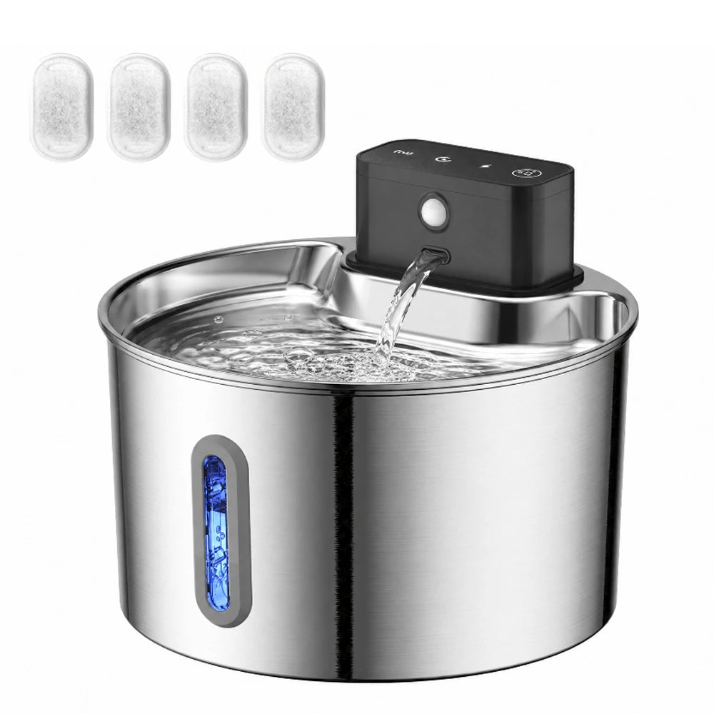 Stainless Steel Motion-Sensor Pet Water Fountain, 2L–2.2L