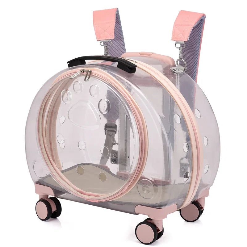 Bubble Pet Carrier Backpack with Wheels & Round Front Opening