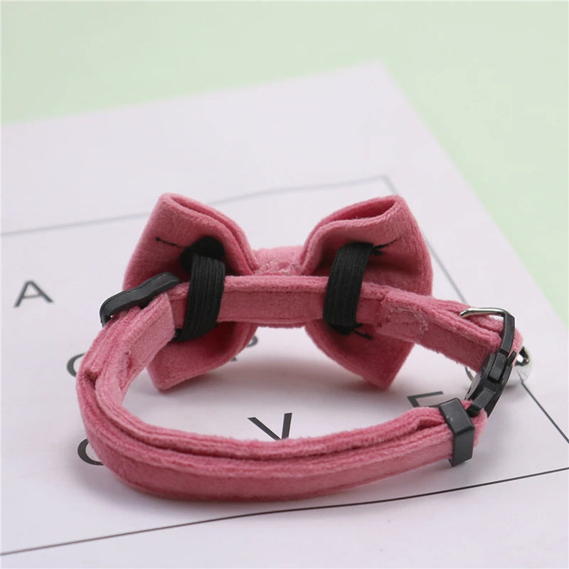 Velvet Bow-Tie Cat Collar with Bell