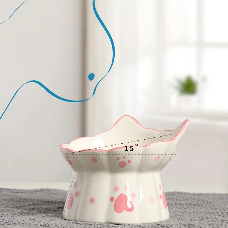 Elevated Ceramic Bowl for Cats & Small Dogs