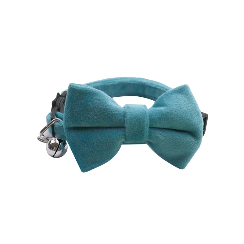 Velvet Bow-Tie Cat Collar with Bell