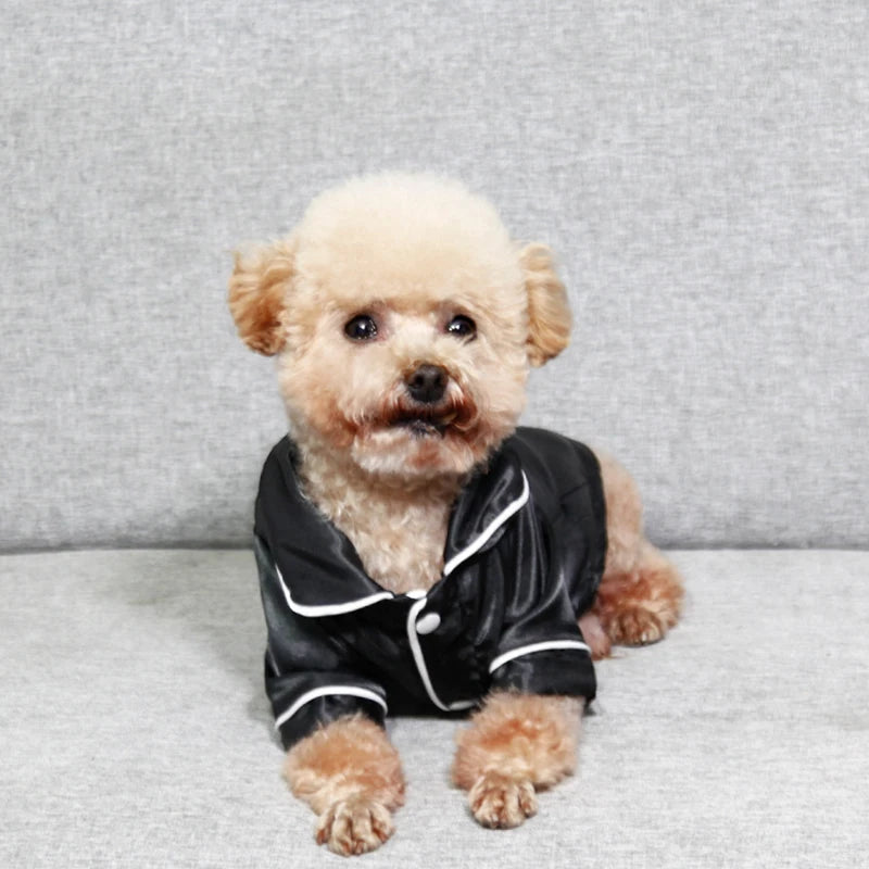 Satin-Look Pet Pajama Shirt with Contrast Piping