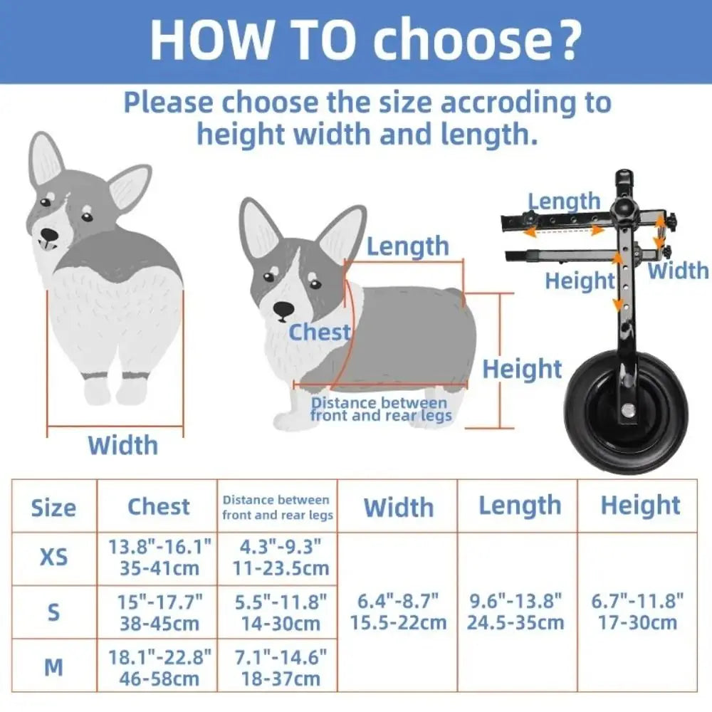 Adjustable Two-Wheel Rear-Support Pet Wheelchair