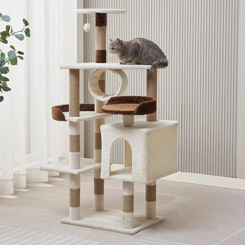 Plush Cat Tree with Condo, Hammock & Scratching Posts