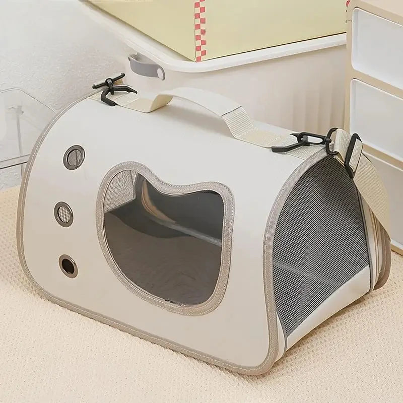 Foldable Oxford Pet Carrier with Crossbody Strap