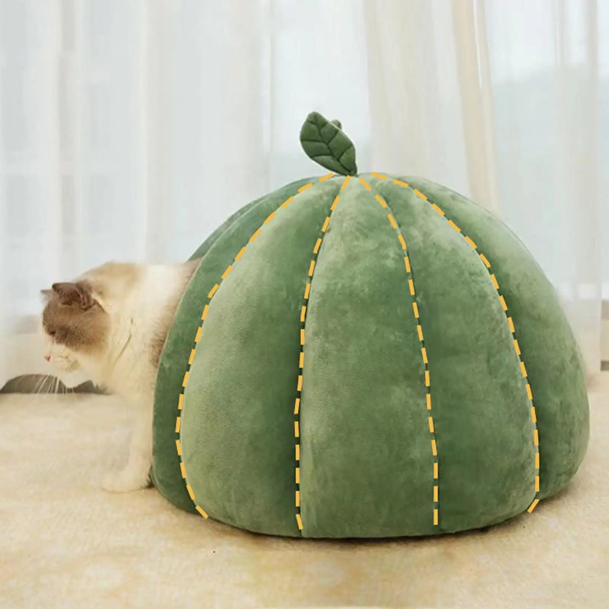 Plush Pumpkin Cat Cave Bed