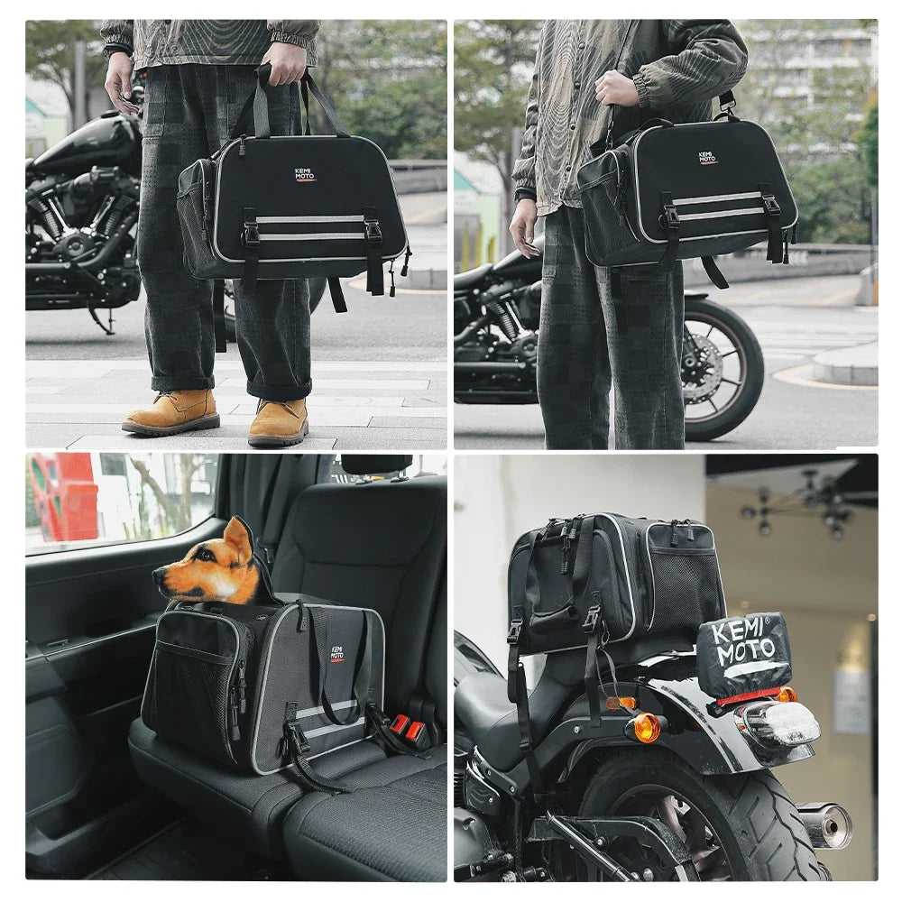 Black Pet Travel Carrier with Mesh Panels & Storage Pockets