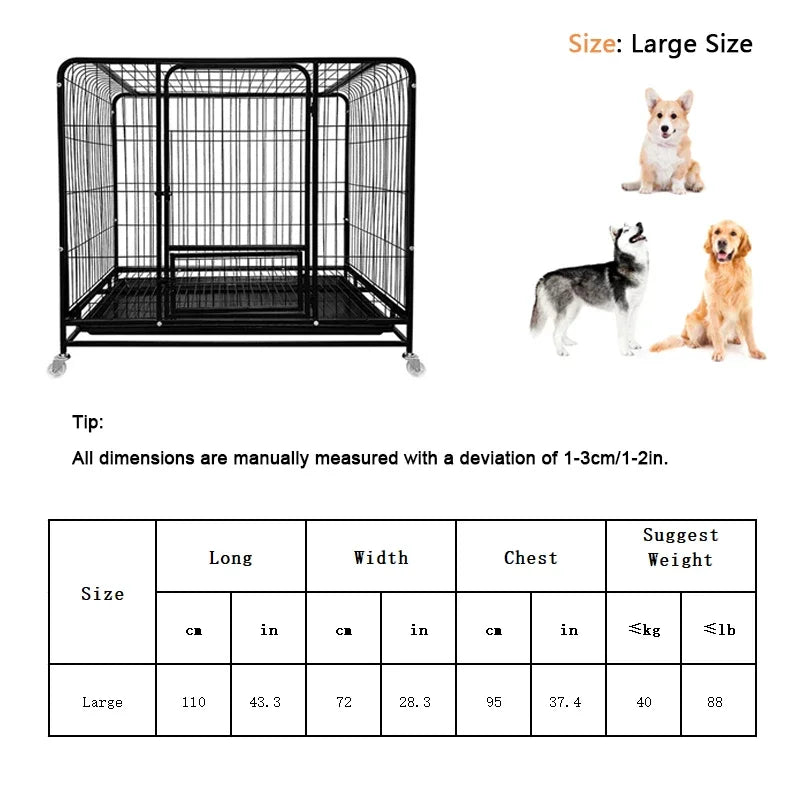 BOOTEELY Metal Dog Crate with Wheels & Opening Top, Black or White