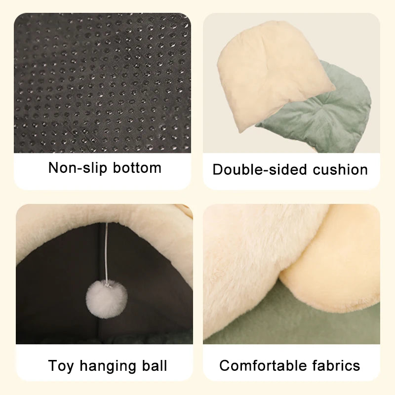 Cat-Ear Cave Bed with Removable Cushion