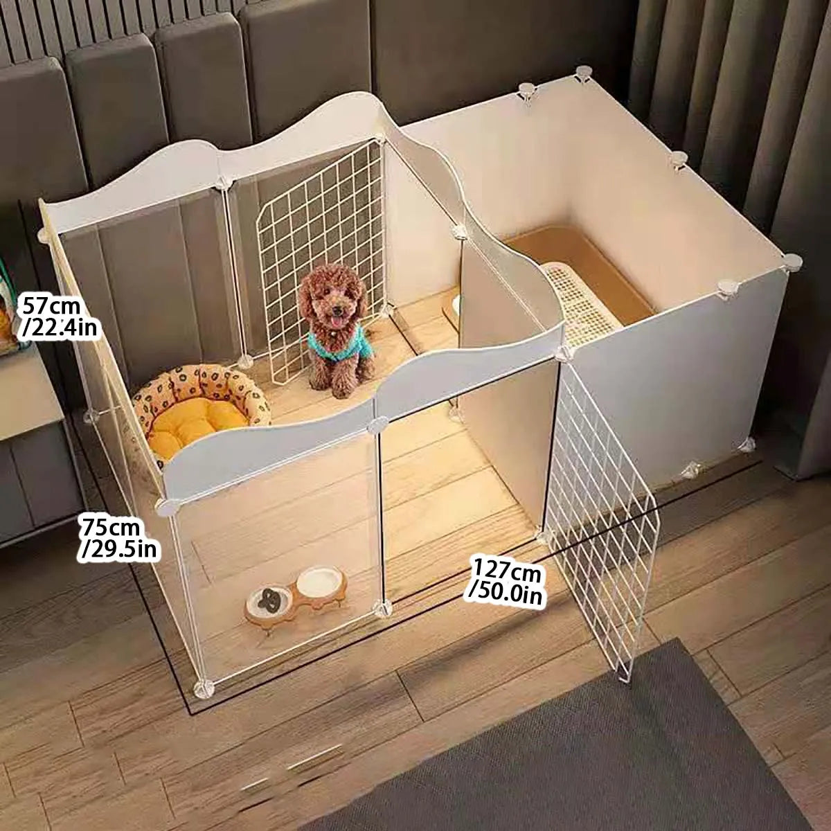 White Modular Indoor Dog Playpen, DIY Panel Enclosure