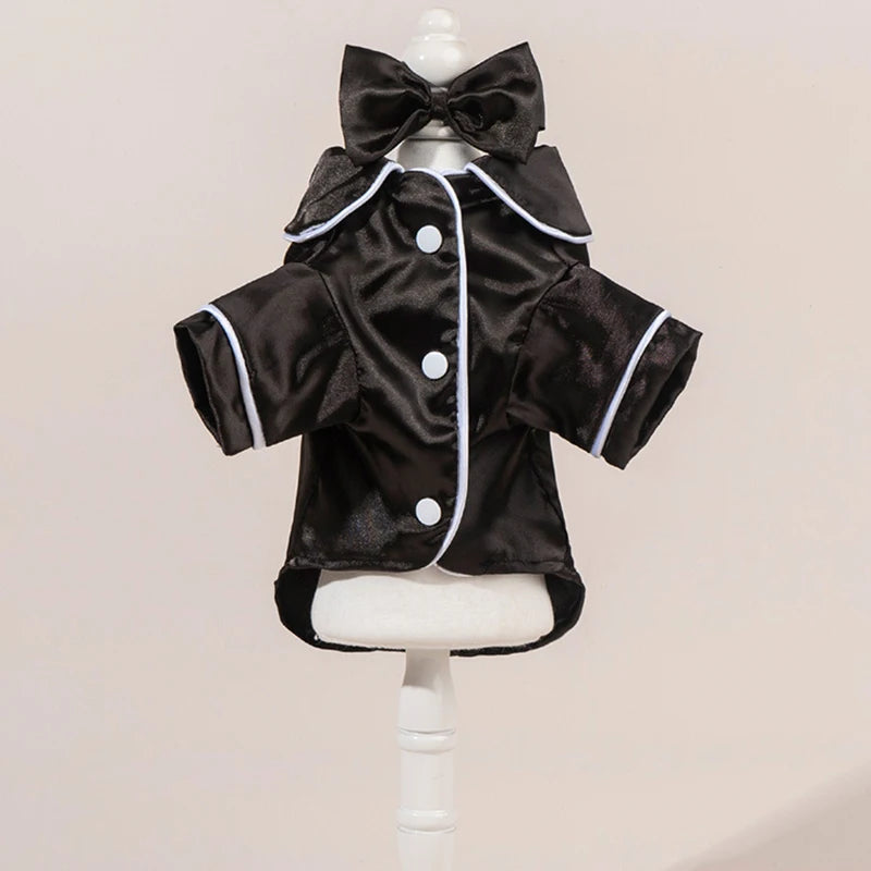 Satin-Look Pet Pajama Shirt with Contrast Piping