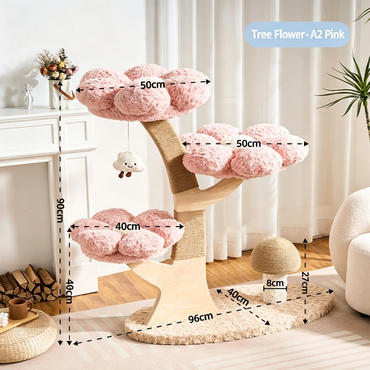 Plush Flower Cat Tree with Scratching Areas