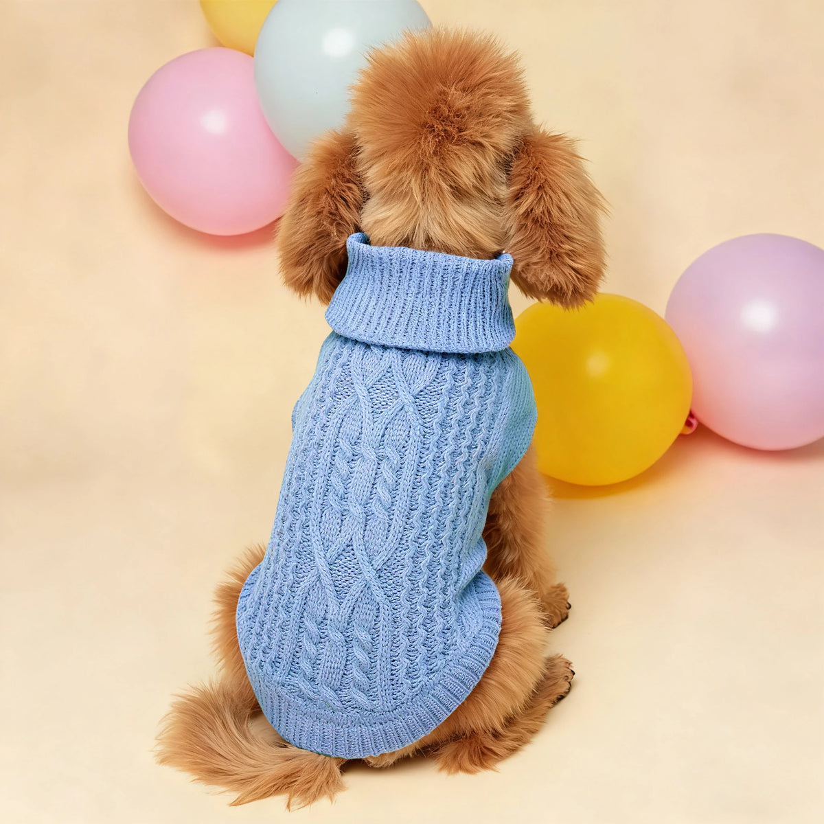 Cable-Knit Pet Turtleneck Sweater