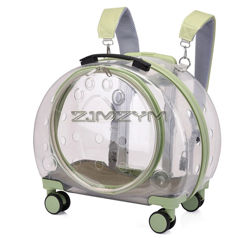Bubble Pet Carrier Backpack with Wheels & Round Front Opening