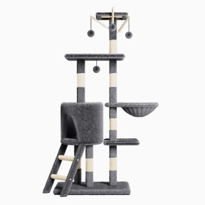 Plush Cat Tree with Condo, Hammock & Scratching Posts