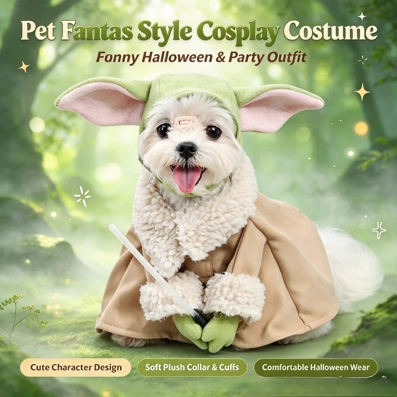 Green-Eared Fantasy Pet Costume with Tan Robe