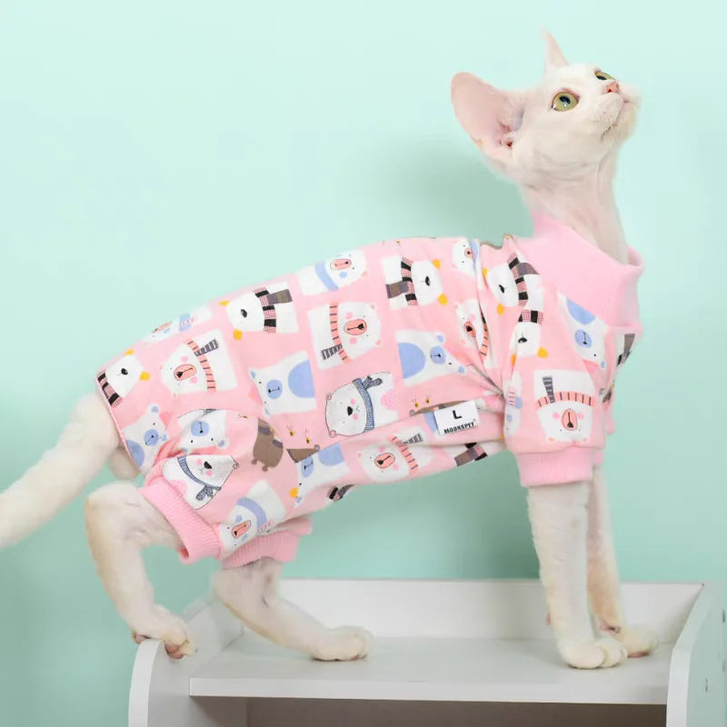 Cartoon-Print Cotton Cat Jumpsuit