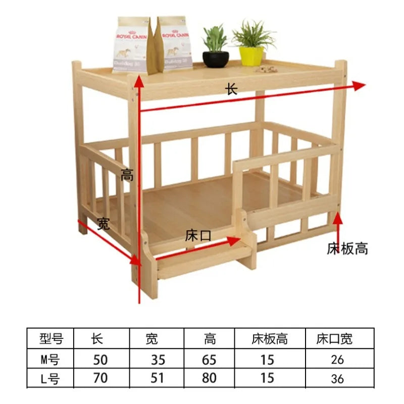 Wood-Look Pet Bed Frame with Overhead Tabletop
