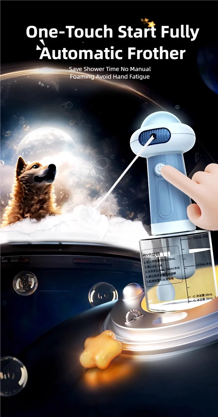 Rechargeable Pet Shampoo Foam Dispenser, Blue