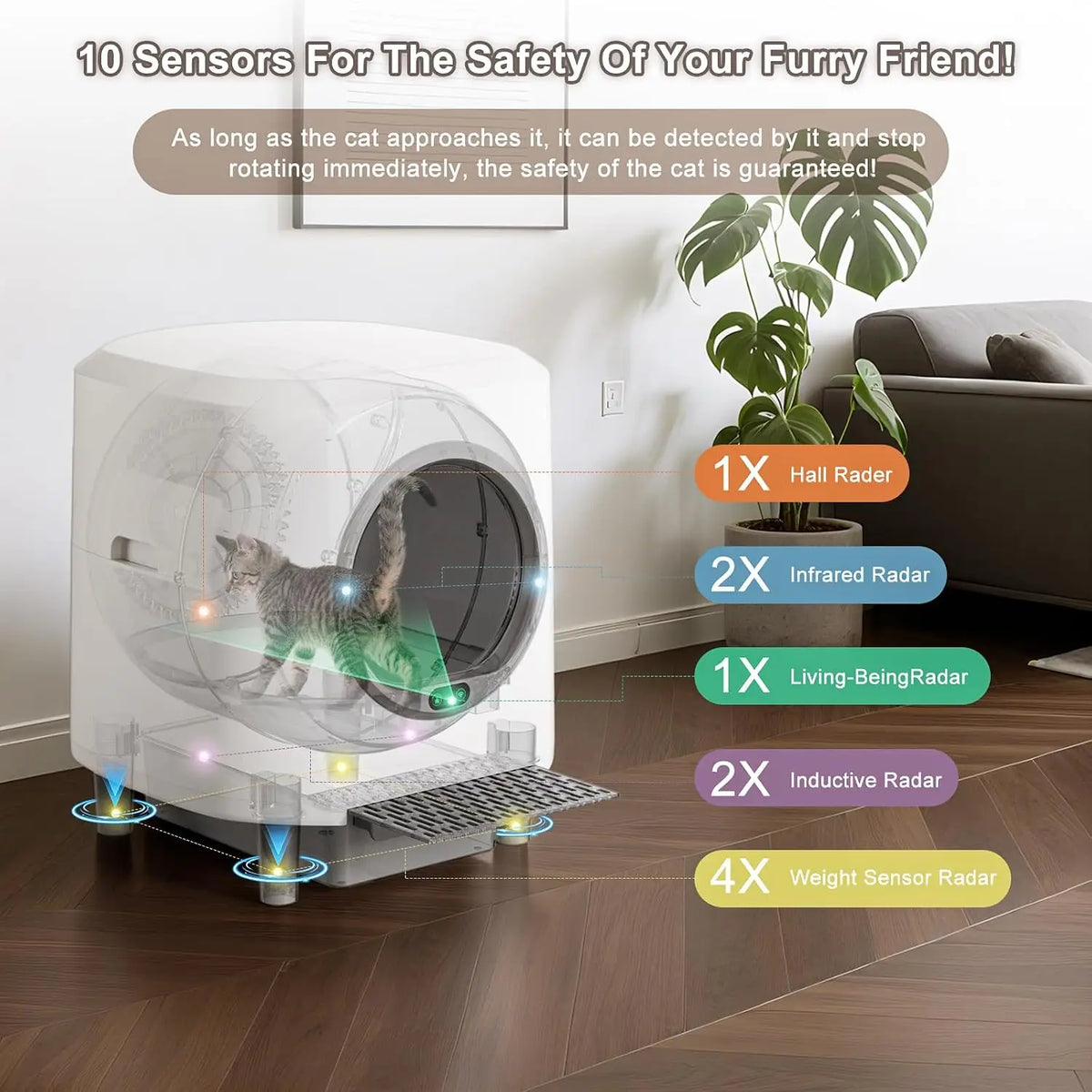 App-Controlled Self-Cleaning Cat Litter Box with Waste Drawer
