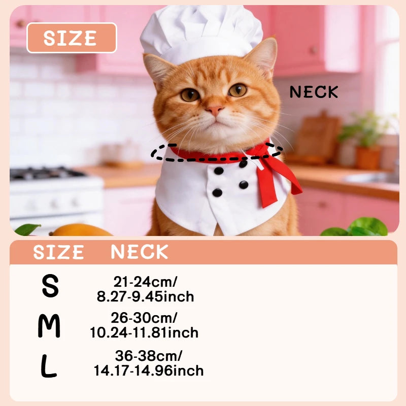 Chef Costume for Cats & Dogs with Red Scarf Detail
