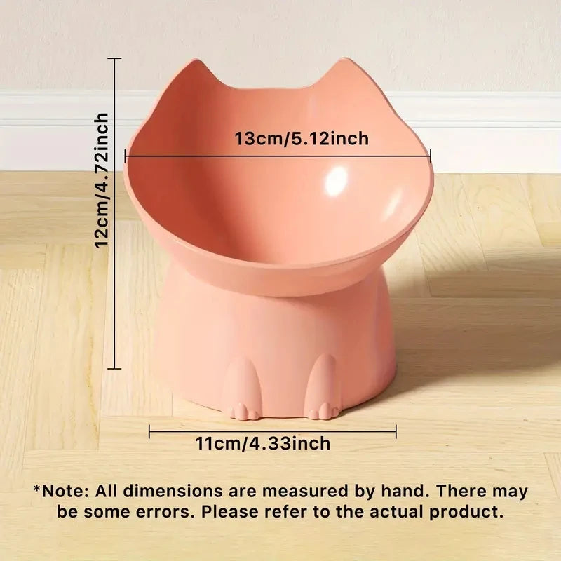 Raised Cat Bowl with Tilted Edge in Five Colors