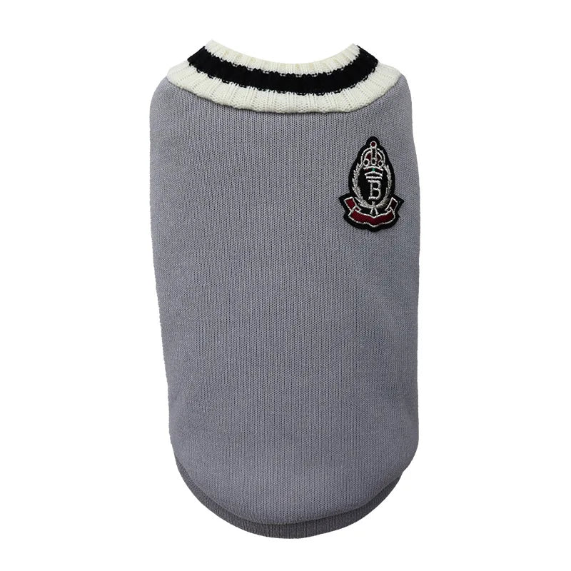 Collegiate Stripe-Trim Pet Sweater