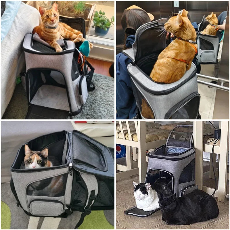 Expandable Foldable Pet Carrier Backpack in Grey