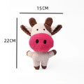Ribbed Plush Cow Dog Toy with Pink Nose