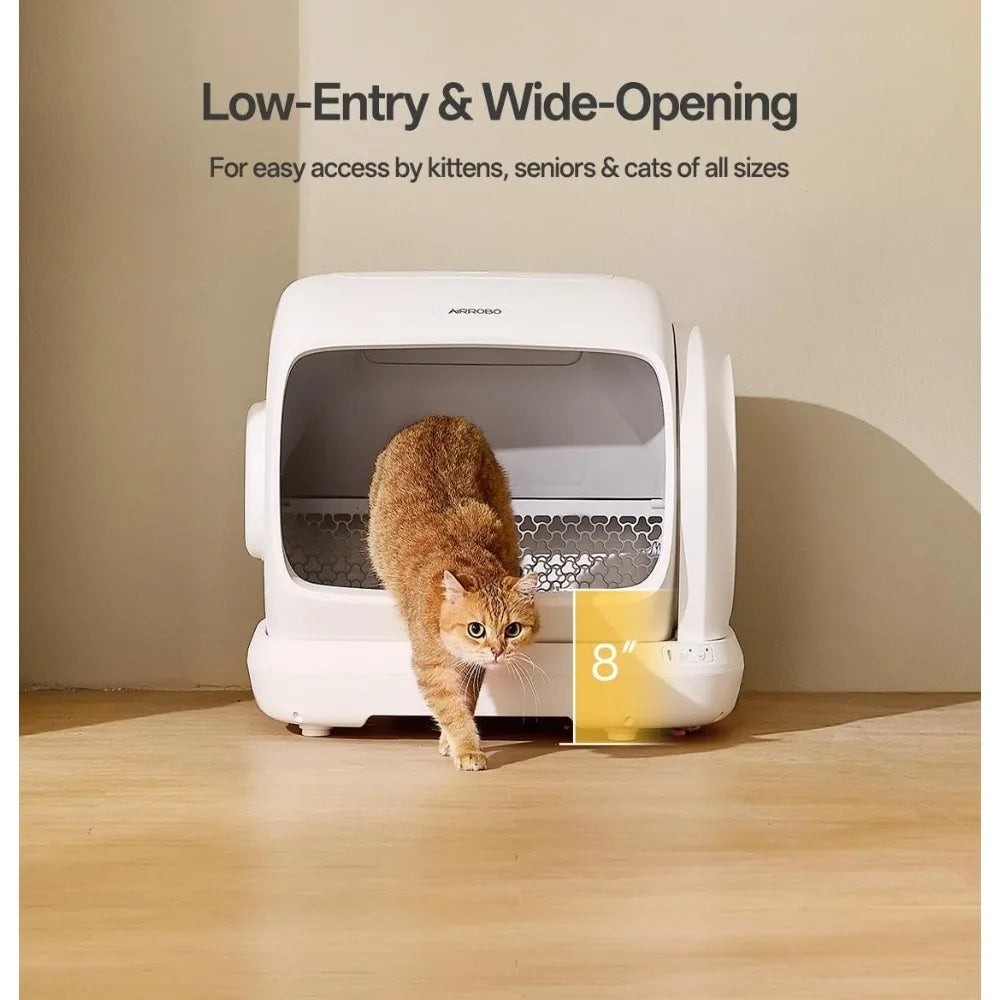 Open-Front Self-Cleaning Cat Litter Box with App Control