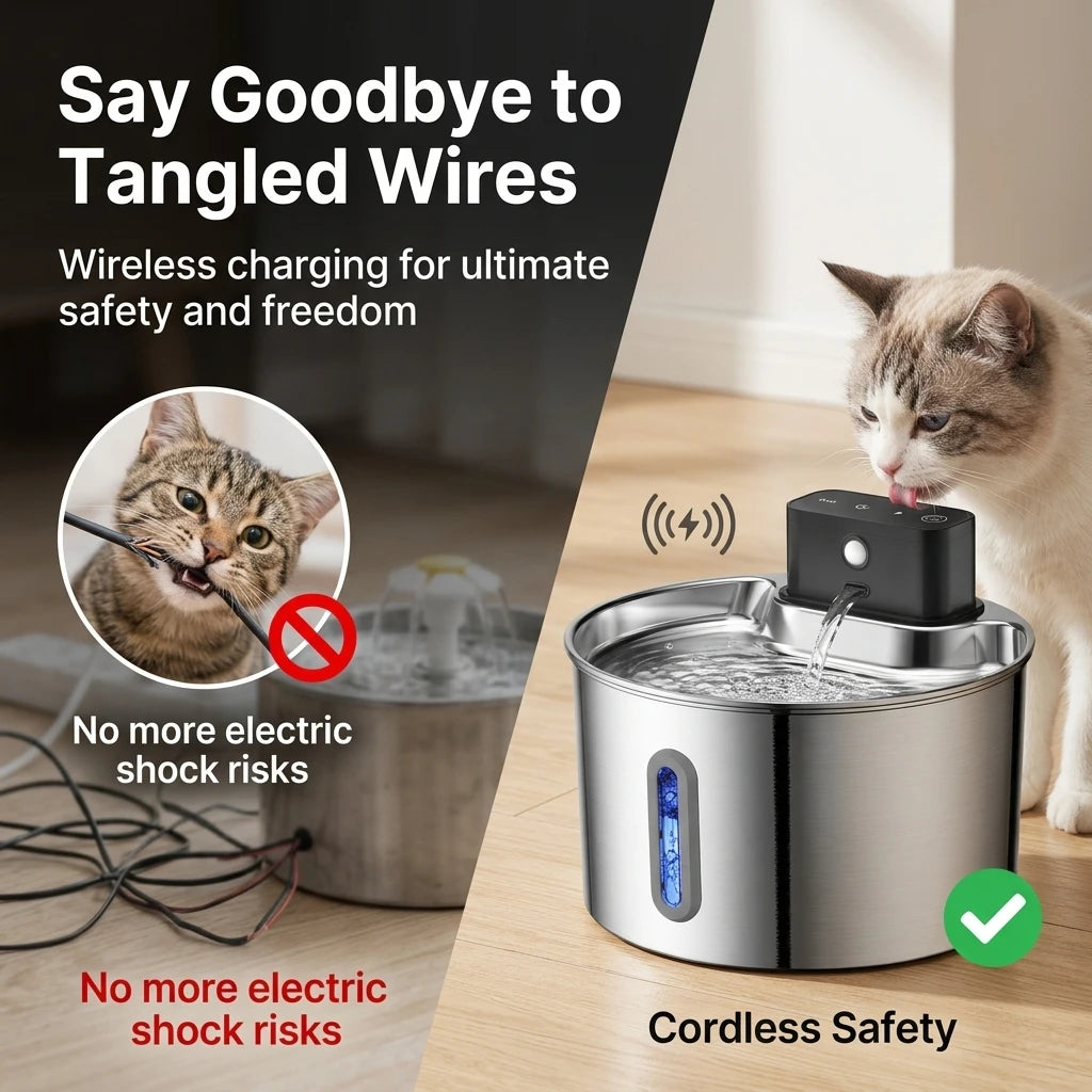Stainless Steel Motion-Sensor Pet Water Fountain, 2L–2.2L
