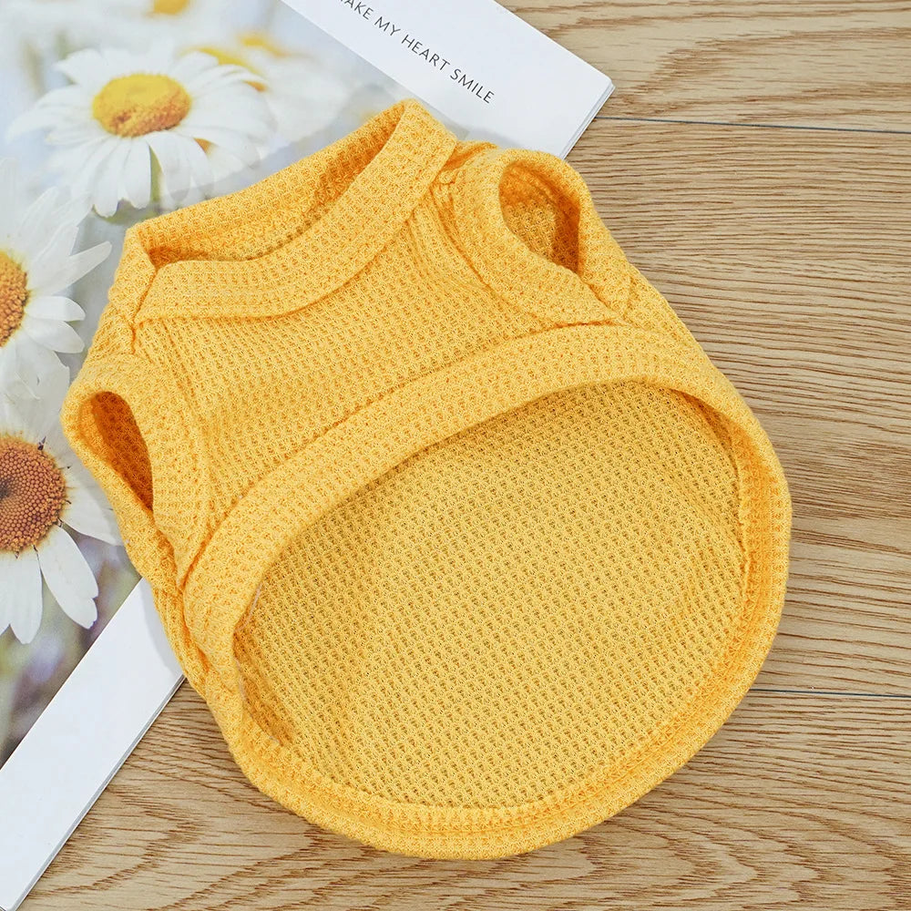 Waffle-Texture Bear-Patch Cat Vest