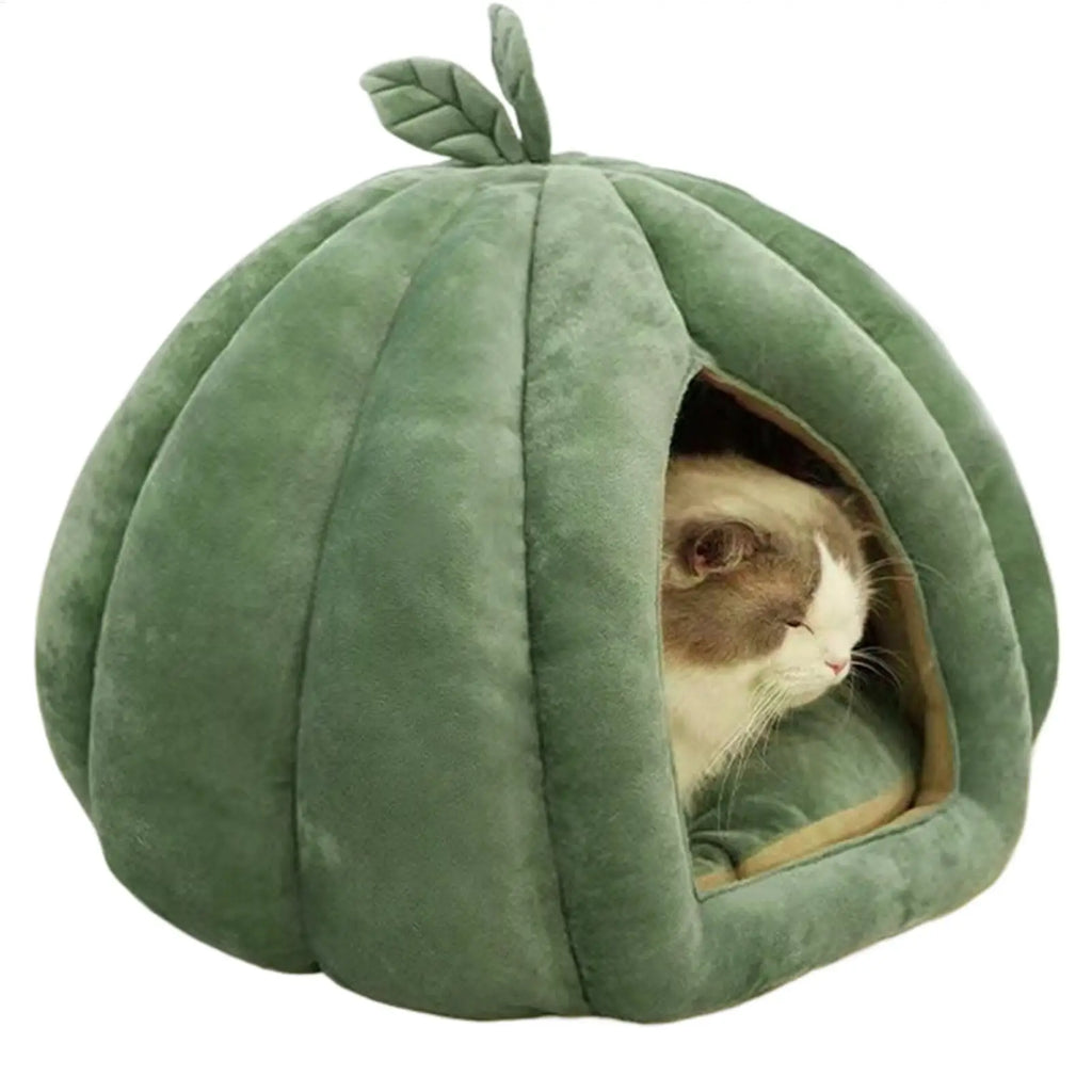 Plush Pumpkin Cat Cave Bed