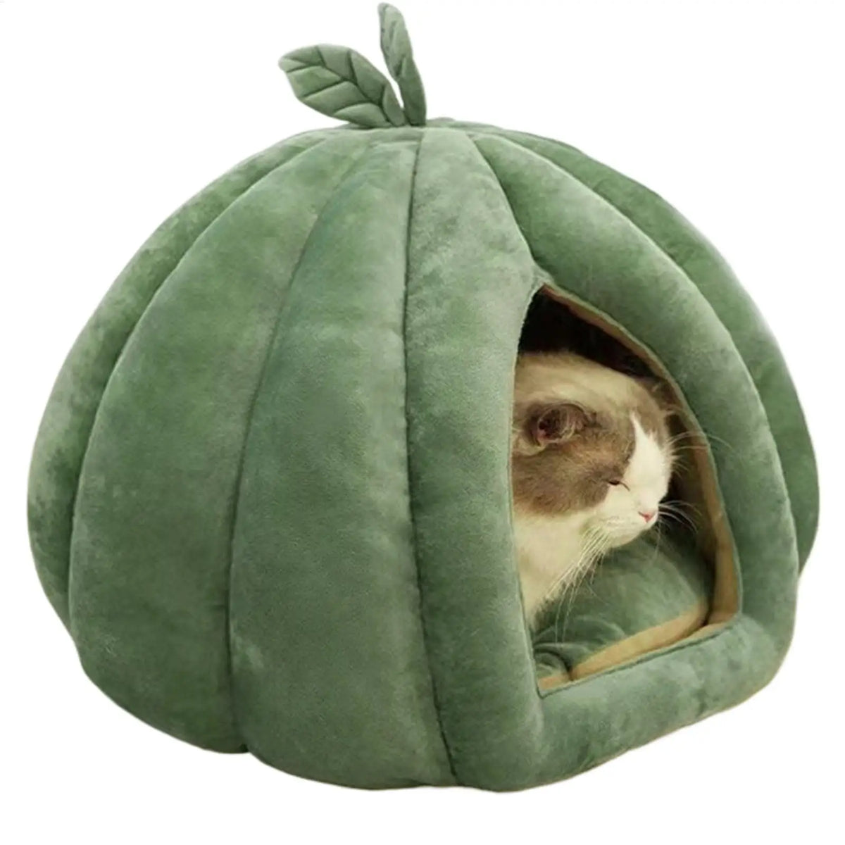 Plush Pumpkin Cat Cave Bed