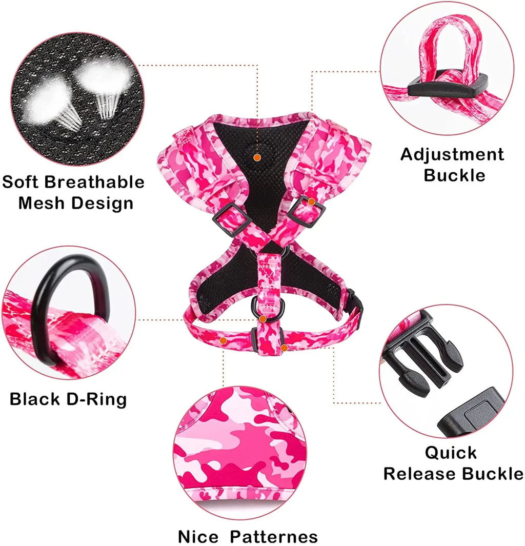 Printed Dog Harness & Coordinating Walking Accessory Set