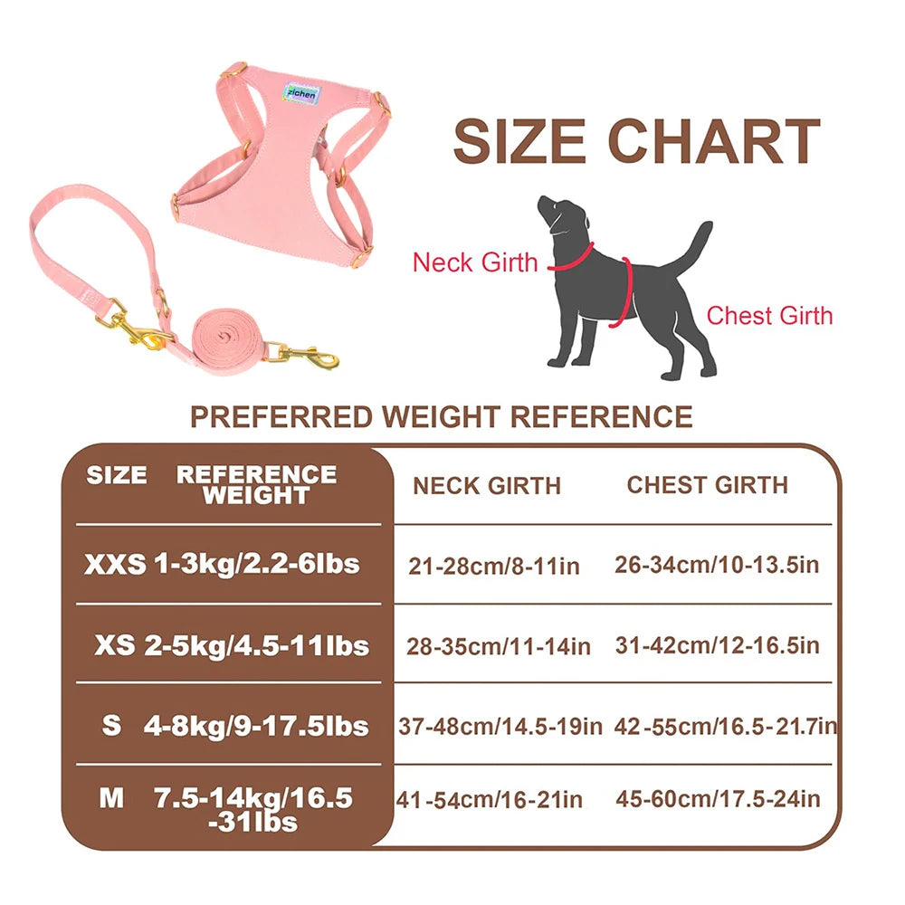 Suede-Look Pet Harness & Coordinating Leash Set