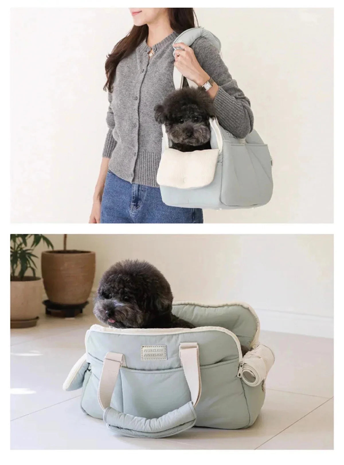 Cotton Pet Carrier Shoulder Bag for Cats & Small Dogs