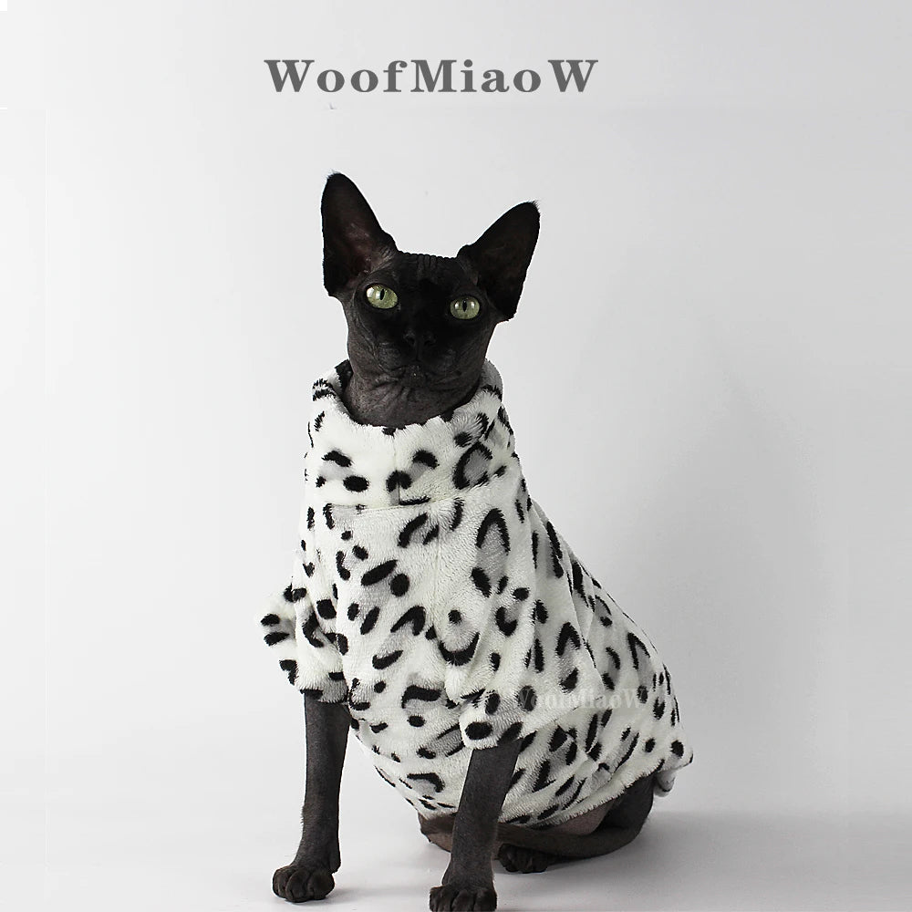 Plush Leopard-Print Cat Coat