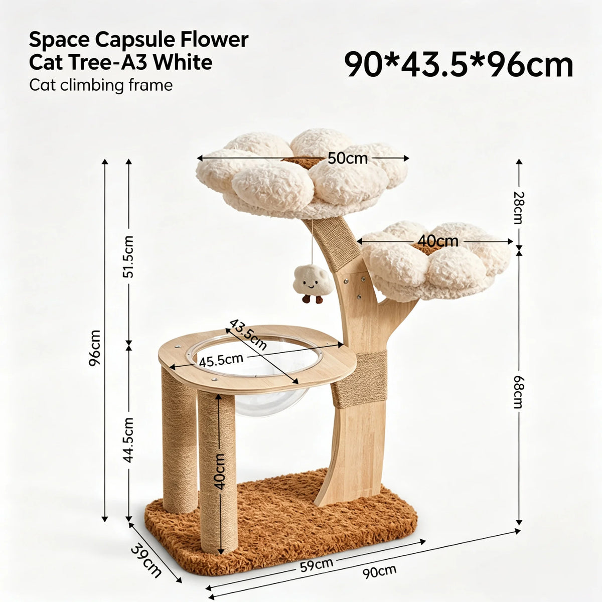 Plush Flower Cat Tree with Scratching Areas