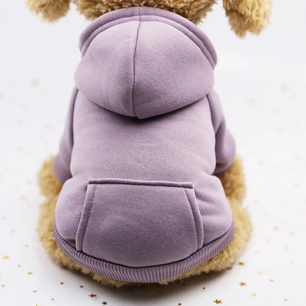Solid-Color Pet Hoodie with Back Pocket