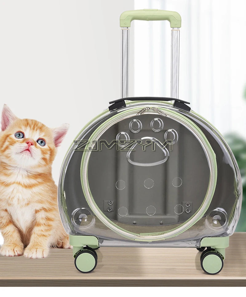 Bubble Pet Carrier Backpack with Wheels & Round Front Opening