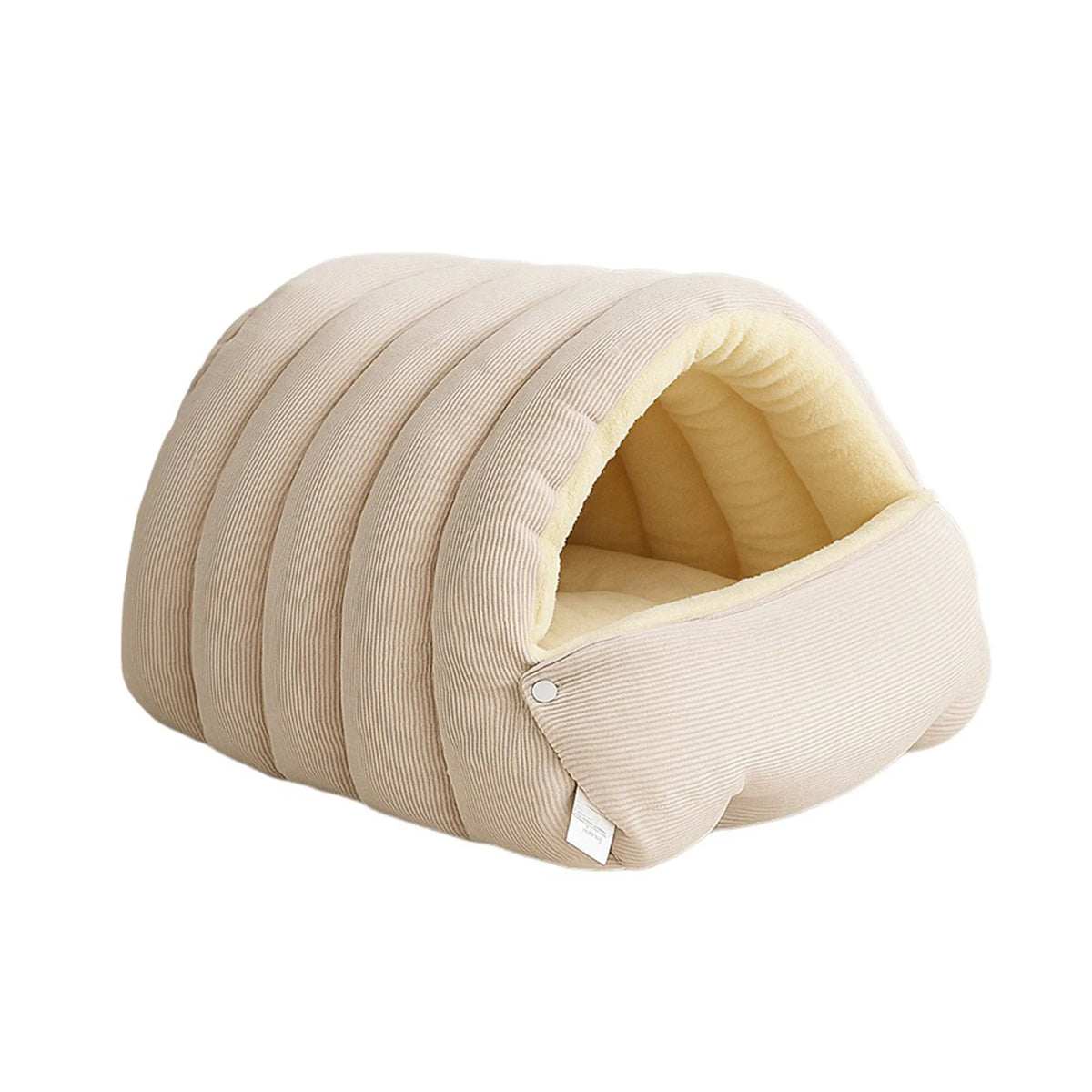 Ribbed Plush Cave Bed for Cats & Small Dogs