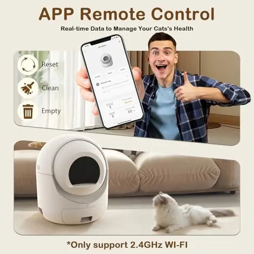 App-Controlled Self-Cleaning Cat Litter Box in Grey